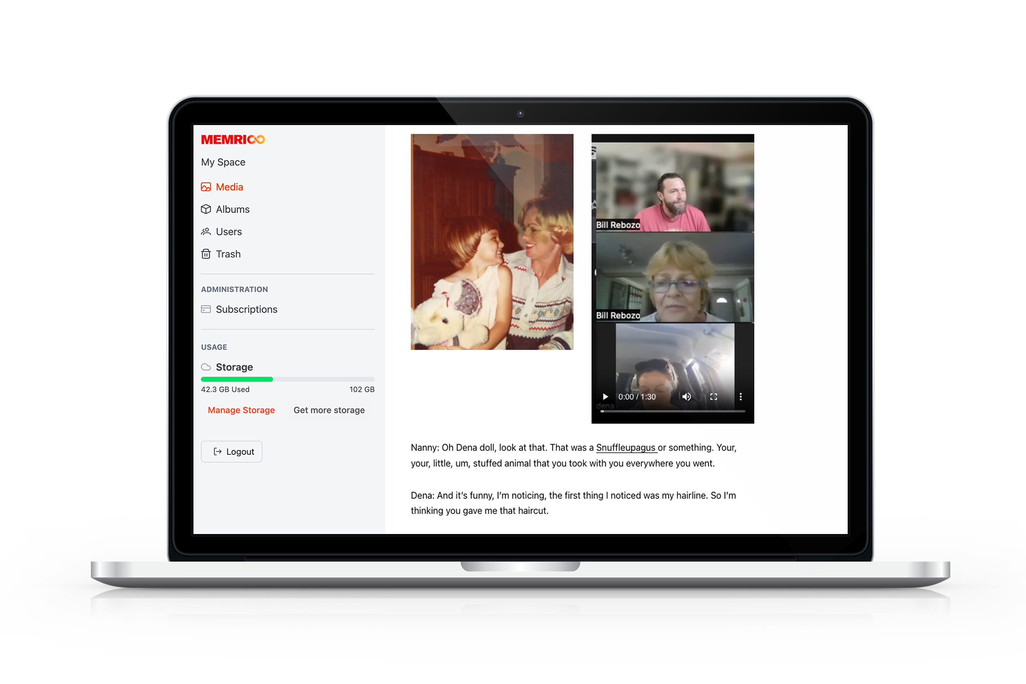 Memrico video meetup with synchronized photo viewing